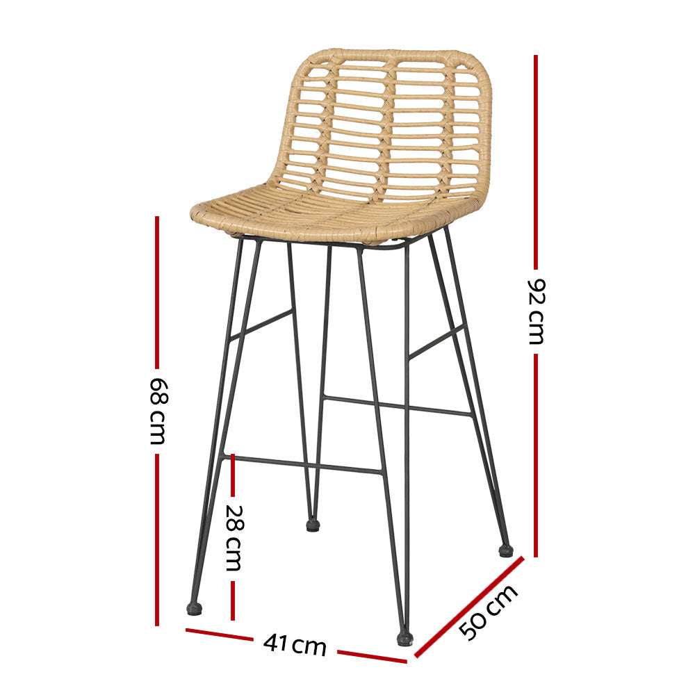 Gardeon Outdoor Rattan Bar Stools UV Weather Resistant Natural