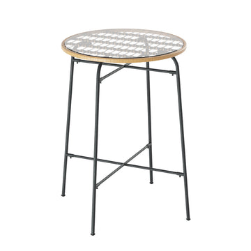 Gardeon Outdoor Wicker Bar Table 70cm Square Beige Black