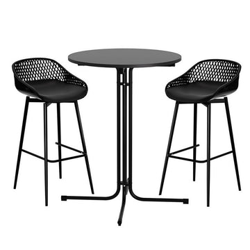 Gardeon 3pc Outdoor Bar Set Steel Frame Black