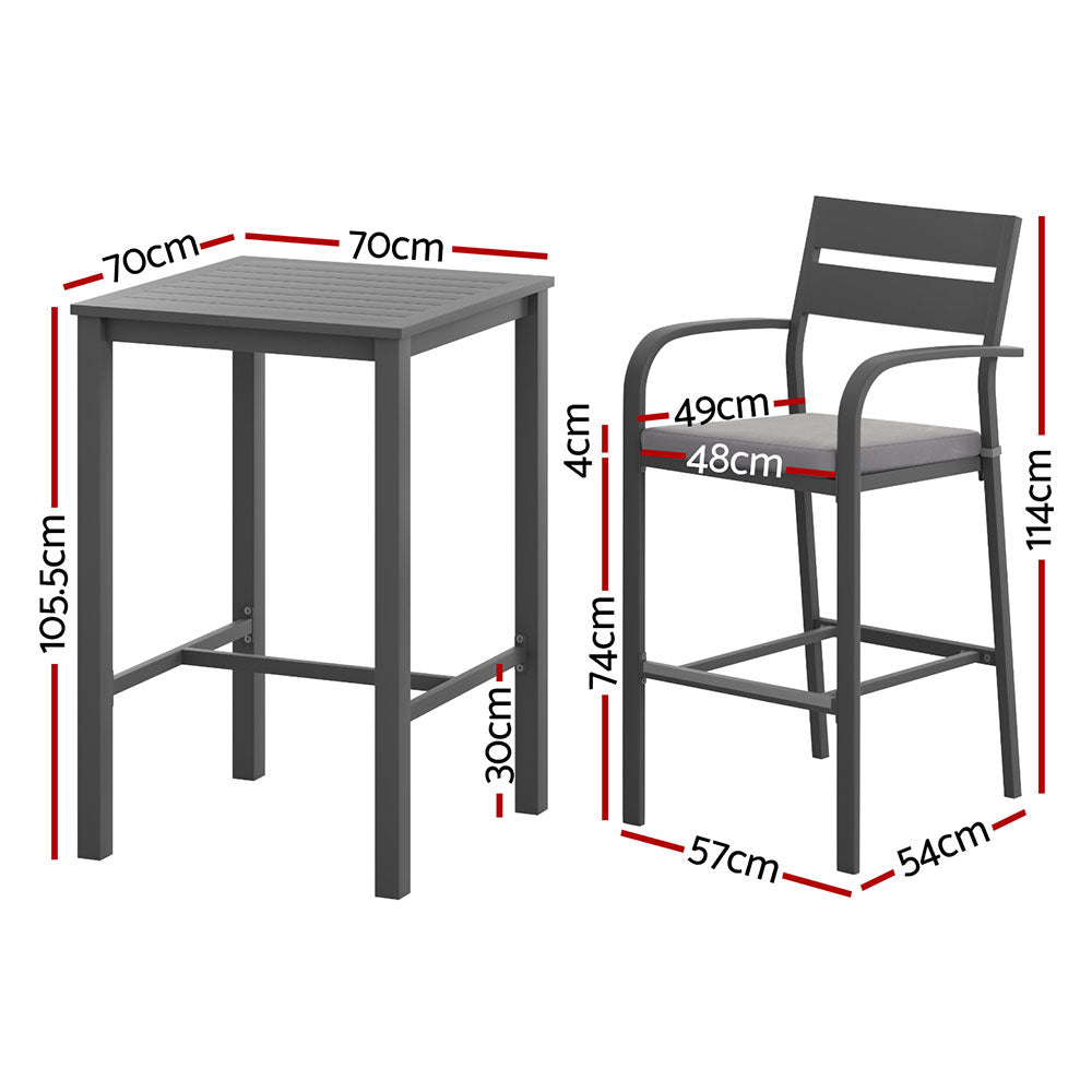 Gardeon Outdoor Aluminium Bar Stool Set with Cushion