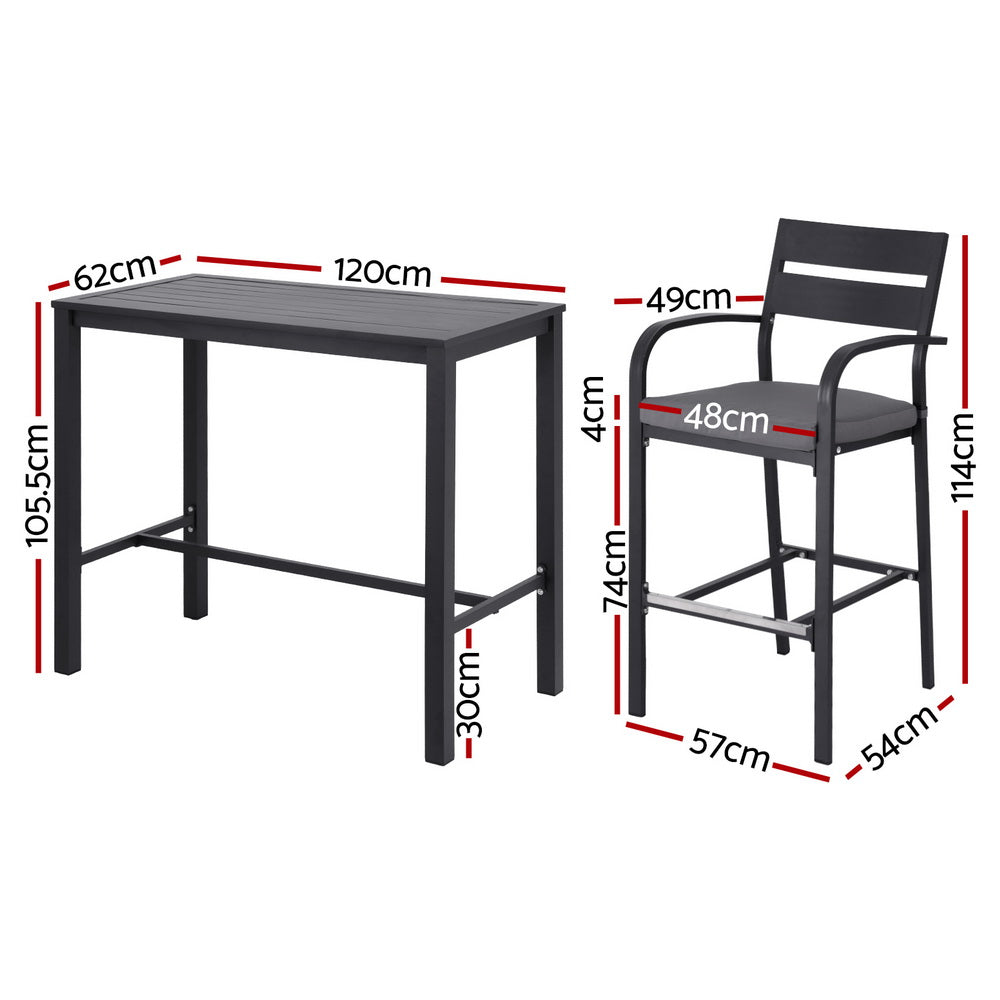 Gardeon Outdoor Bar Set 5 Piece Aluminium