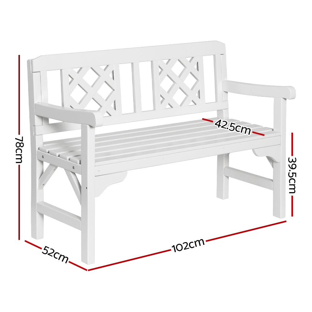Gardeon 2 Seater Outdoor Garden Bench White Fir Wood