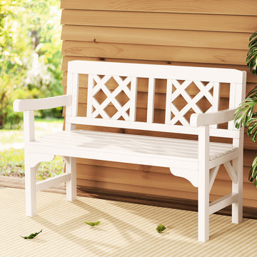 Gardeon 2 Seater Outdoor Garden Bench White Fir Wood