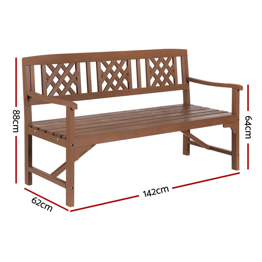 Gardeon 3 Seater Outdoor Garden Bench Natural Fir Wood