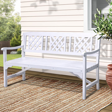 Gardeon 3 Seater Outdoor Garden Bench White Fir Wood