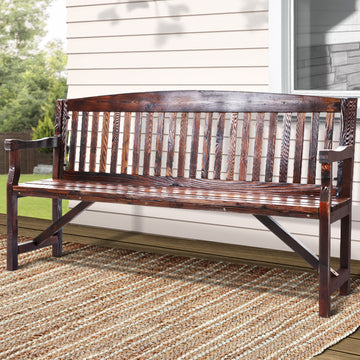 Gardeon 3 Seater Outdoor Garden Bench Wooden Chair Charcoal