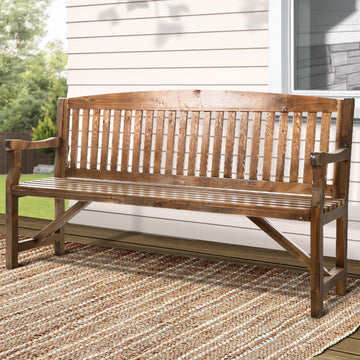 Gardeon 3 Seater Fir Wood Garden Bench Natural