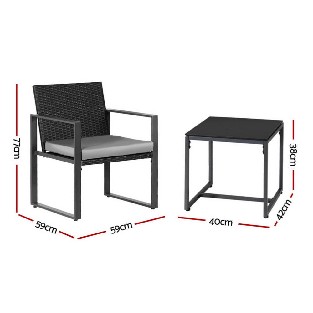 Gardeon Outdoor Wicker Bistro Set with Cushion