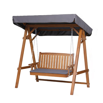 Gardeon Outdoor Wooden Swing Chair 2 Seater Teak