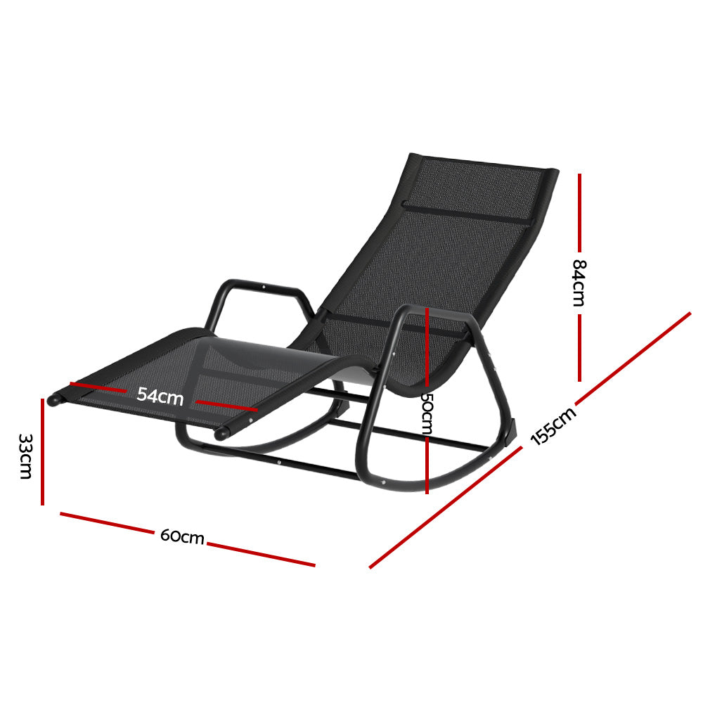 Gardeon Rocking Sun Lounger Steel Frame Textilene