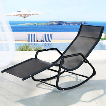 Gardeon Rocking Sun Lounger Steel Frame Textilene