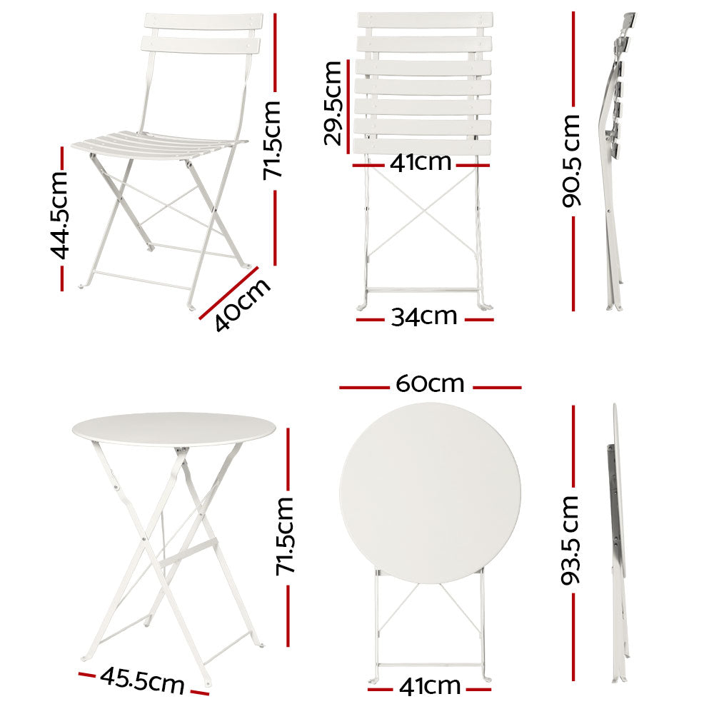 Gardeon Outdoor Steel Bistro Set With Chair Pair