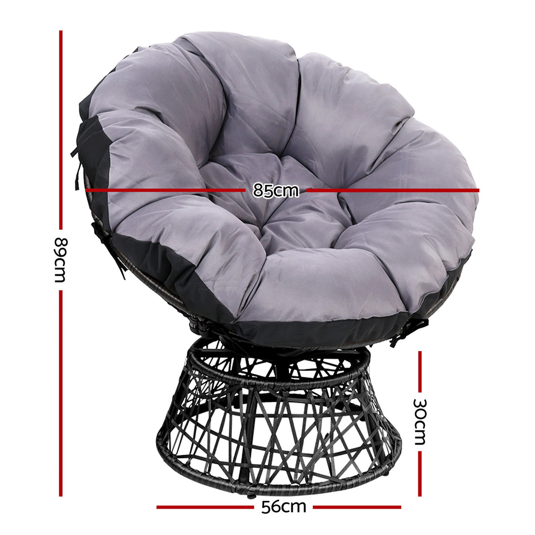 Gardeon Papasan Chair with Thick Cushion Rotatable Black