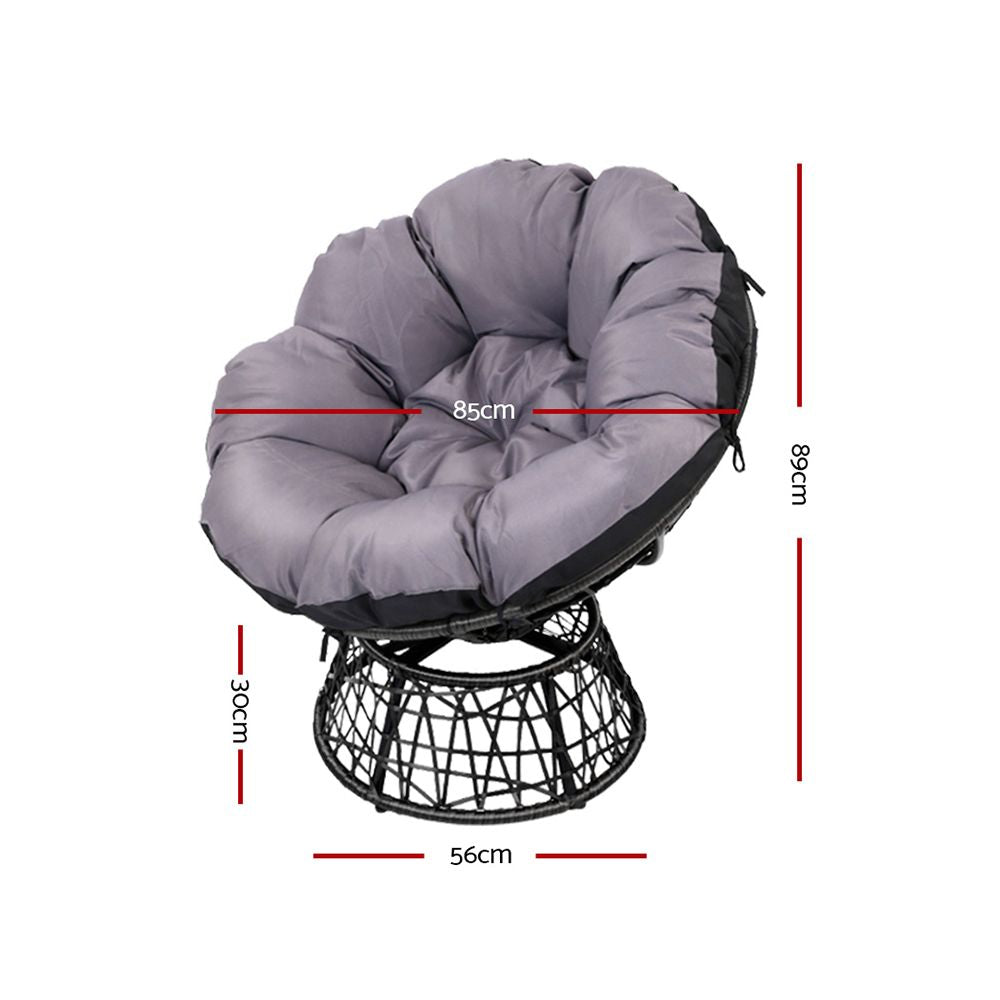 Gardeon Papasan Chair and Side Table Black