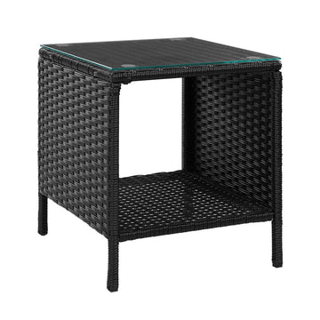 Gardeon Wicker Side Table Weather Resistant 40cm Black
