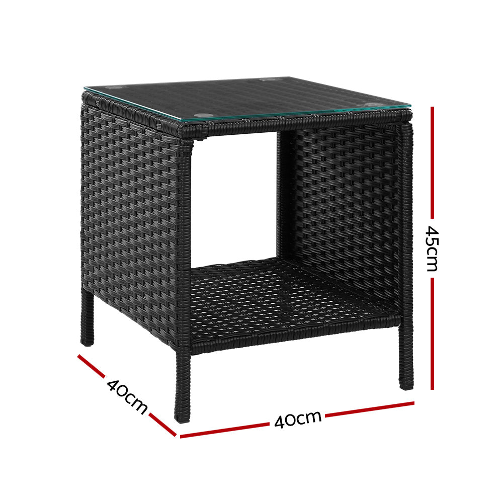 Gardeon Wicker Side Table Weather Resistant 40cm Black