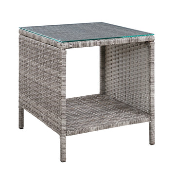 Gardeon Wicker Side Table Weather Resistant 40cm Grey