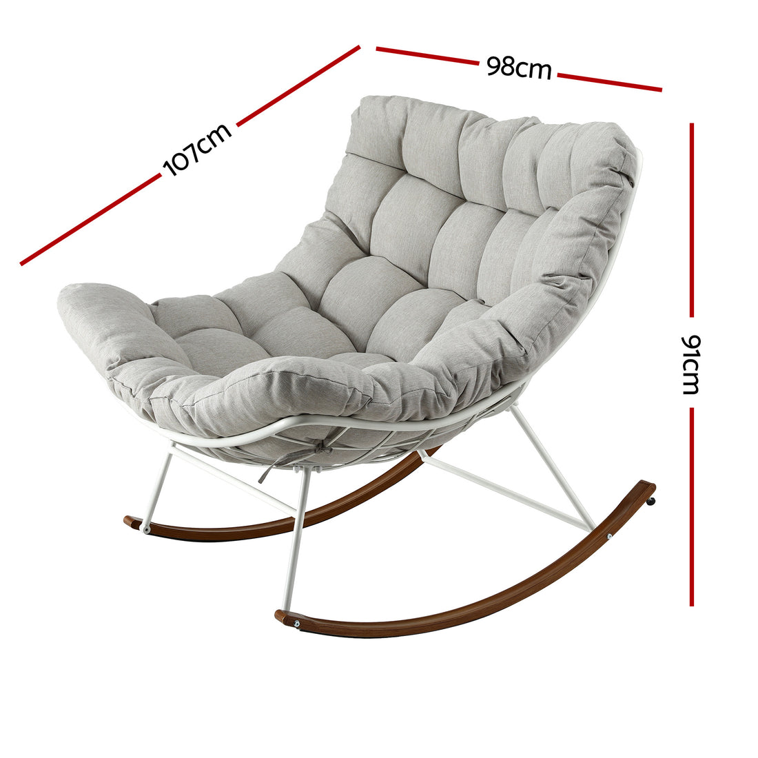 Gardeon Papasan Chair Reclining Outdoor Indoor Steel Frame White