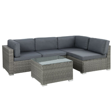 Gardeon Wicker Outdoor Sofa Set 5-Piece 4-Seater Grey