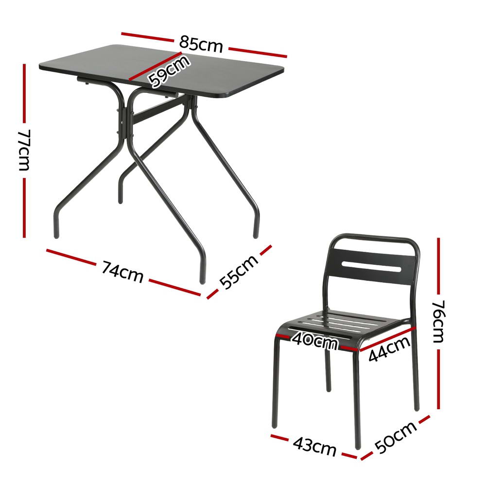 Gardeon Steel Outdoor Bistro Set Black