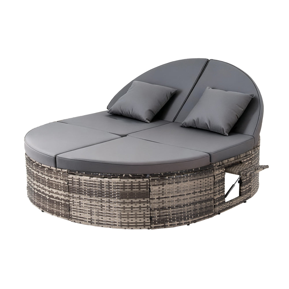 Gardeon Outdoor Day Bed with Adjustable Backrests Grey Rattan
