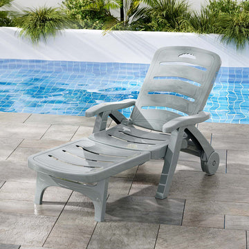 Gardeon Folding Sun Lounger Recliner Chair PP Grey