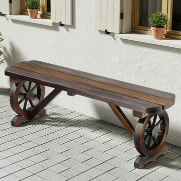 Gardeon Wagon Wheel Wooden Garden Bench Fir Wood 120cm Brown