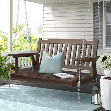 Gardeon Porch Swing Chair with Chain 2-Seater Fir Wood Brown