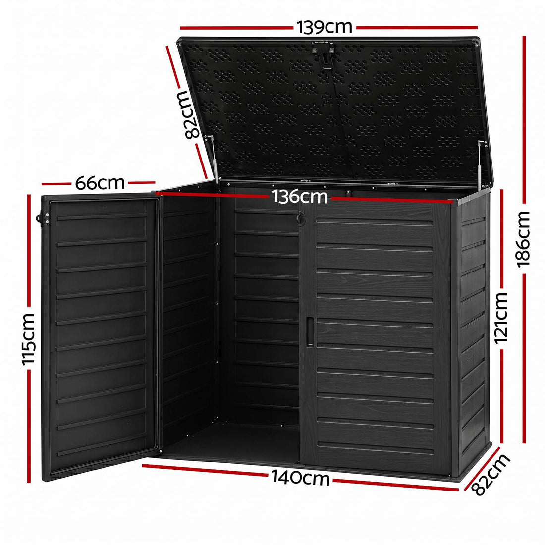 Gardeon Lockable Outdoor Storage Box 1170L Black