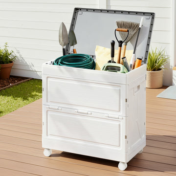 Gardeon Portable Outdoor Storage Box 159L Beige PP 4 Wheels