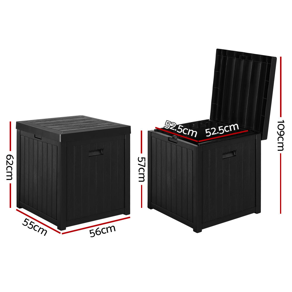 Gardeon 195L Outdoor Storage Box with Built-in Bench Black