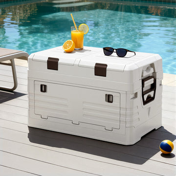 Gardeon Foldable Two-Tier Outdoor Storage Box 40L Beige