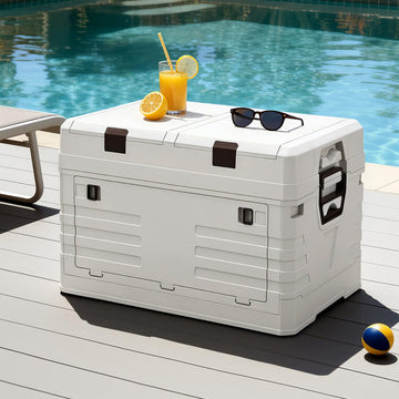 Gardeon Foldable Two-Tier Outdoor Storage Box 60L Beige