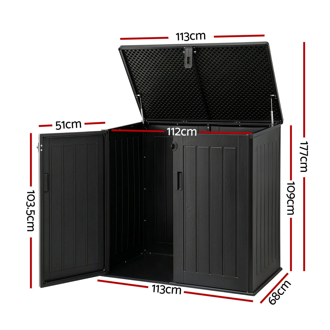 Gardeon Lockable Outdoor Storage Box 775L Black PP