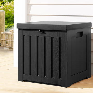 Gardeon Lockable Outdoor Storage Box with Seat 80L Black