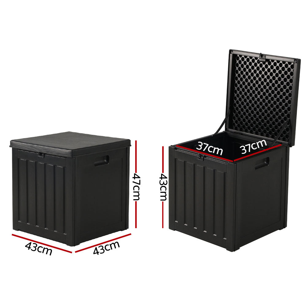 Gardeon Lockable Outdoor Storage Box with Seat 80L Black