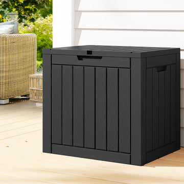 Gardeon Lockable Outdoor Storage Box with Seat 118L Black