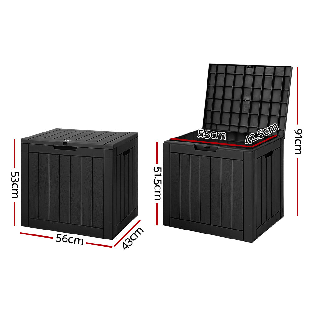 Gardeon Lockable Outdoor Storage Box with Seat 118L Black