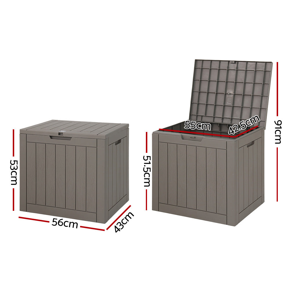 Gardeon Lockable Outdoor Storage Box with Seat 118L Grey