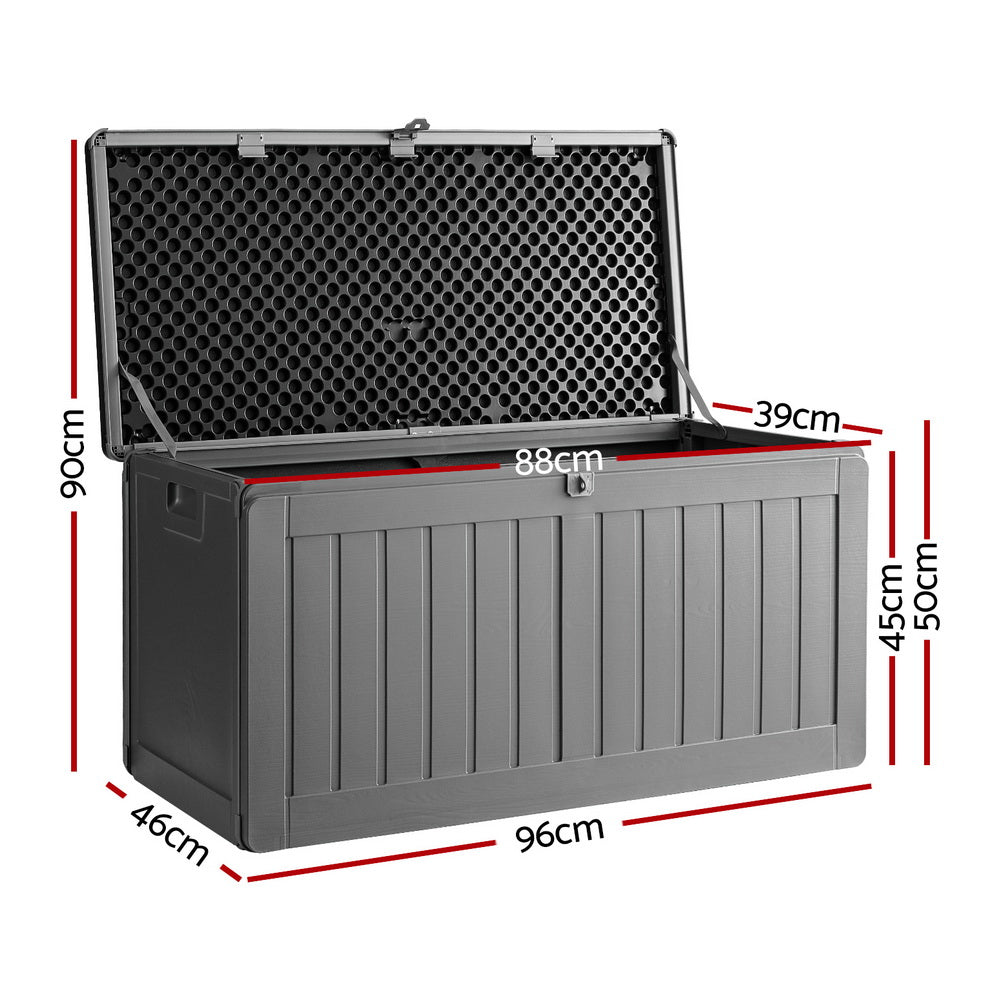 Gardeon 190L Outdoor Storage Box with Built-in Bench Black
