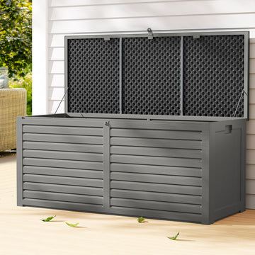 Gardeon 490L Outdoor Storage Box with Lockable Lid Black
