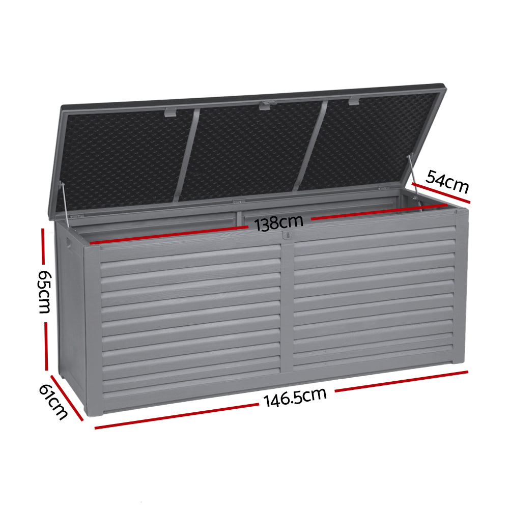 Gardeon 490L Outdoor Storage Box with Lockable Lid Black