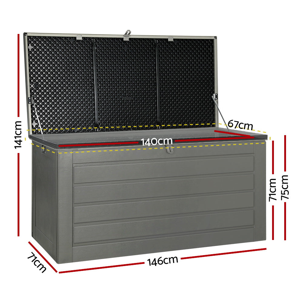 Gardeon 680L Outdoor Storage Box Lockable Black