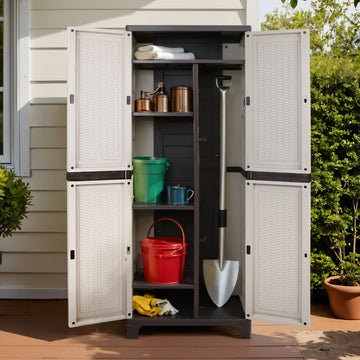 Gardeon Lockable Outdoor Garden Storage Cabinet 173cm White