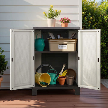 Gardeon Lockable Outdoor Storage Cabinet with Adjustable Shelf Beige