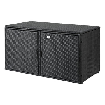 Gardeon Wicker Outdoor Storage Cabinet 2-in-1 333L Black Steel
