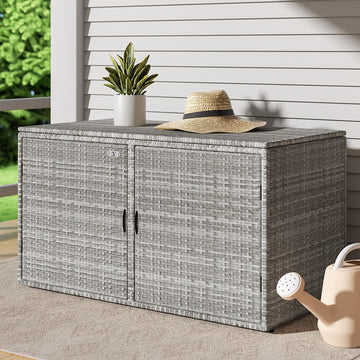 Gardeon Wicker Outdoor Storage Cabinet Dual Access 333L Grey