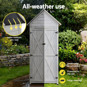 Gardeon Lockable Outdoor Garden Storage Cabinet Fir Wood Grey