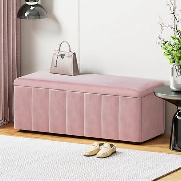Artiss Velvet Storage Ottoman Blanket Box Pink
