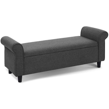 Artiss Storage Ottoman with Armrests 125cm Grey Faux Linen